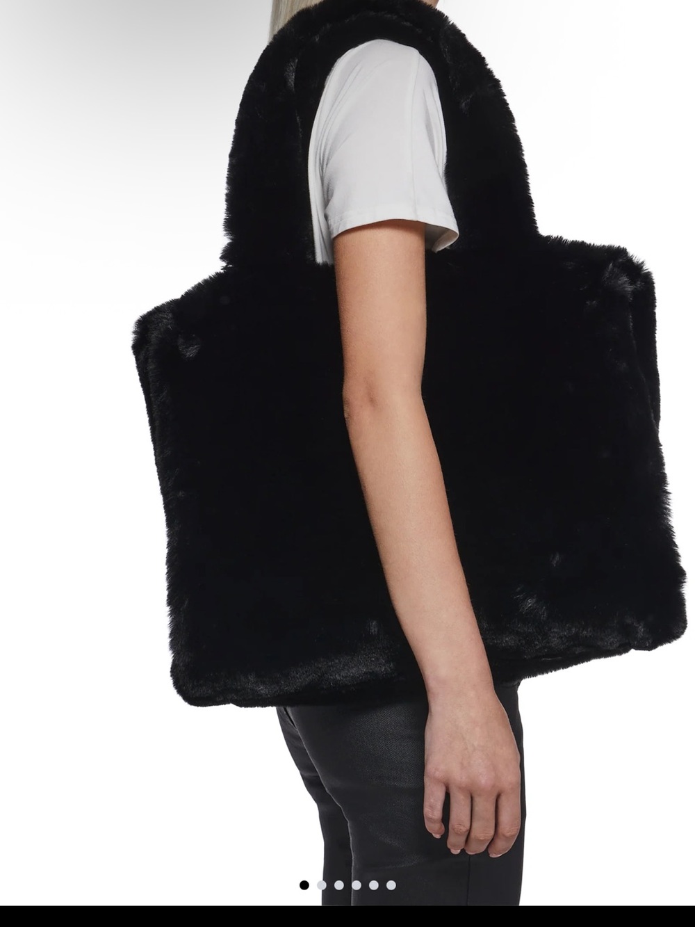 Plush Black Faux Fur Tote Bag